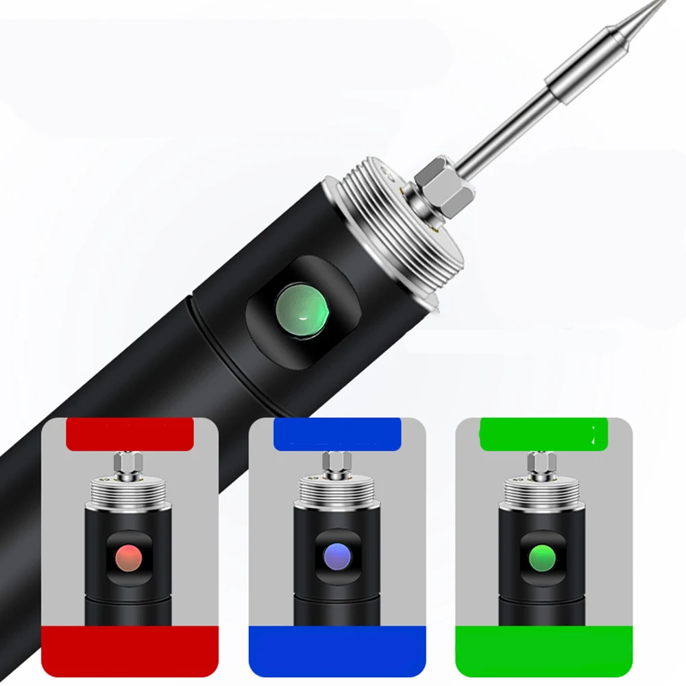Cordless Soldering Iron USB Rechargeable Lightweight 147x25mm Aluminum Alloy Body 260C-420C Range with Battery Level Display
