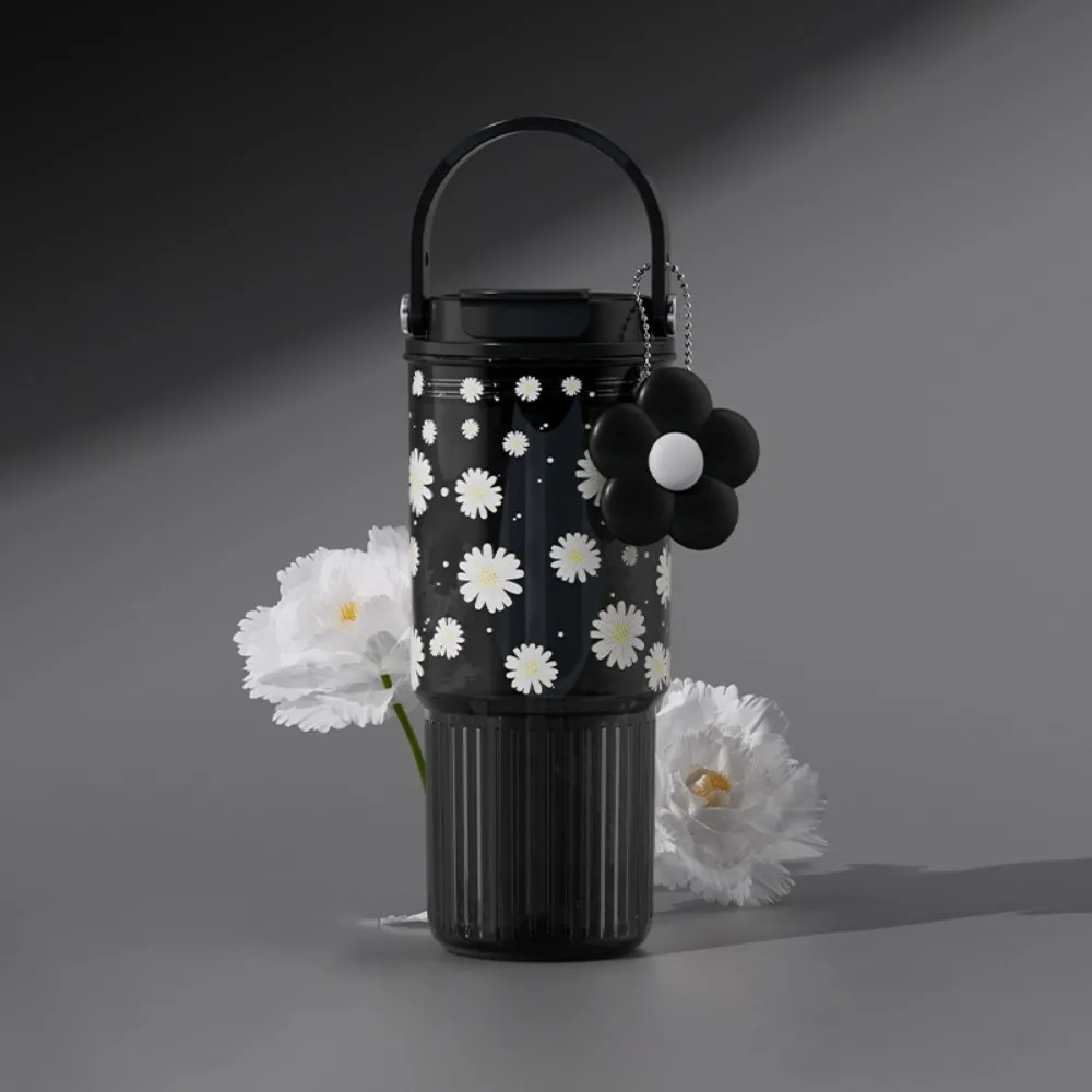 

Fashion 860ml Straw Cup Floral Print with Lid Water Bottle Large Capacity Tritan Coffee Cup Juice Milk Tea Coffee