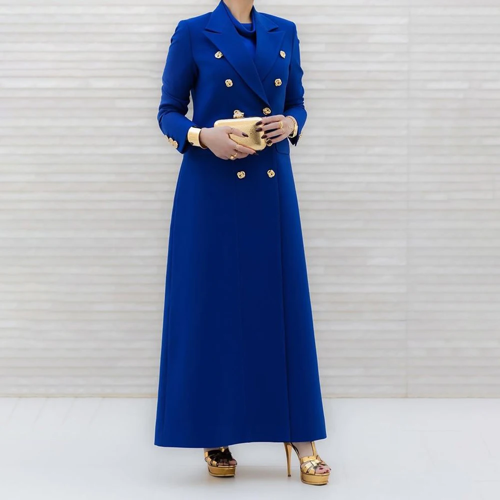 

Роскошный синий женский костюм-пиджак 2026: Формальный пиджак с длинным рукавом и острыми лацканами, индивидуальный пошив, 1 шт., женская одежда, костюм