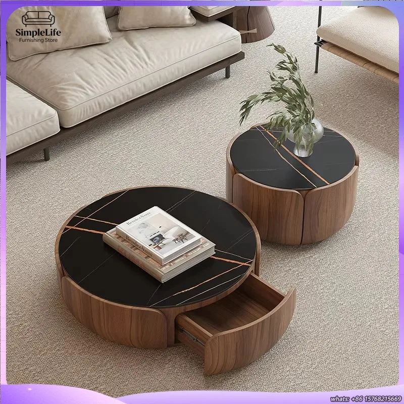 

Modern Foldable Extendable Coffee Table with Multi Tier Shelf for Living Room Furniture