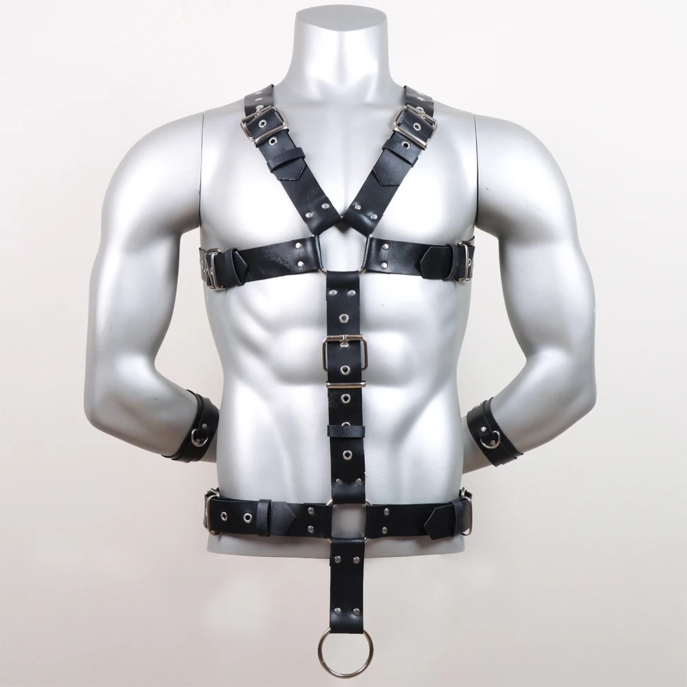 Male Sexy Chest Harness Belt Body Bondage Men Leather Lingerie Fashion Bra Strap Belts Gothic Fetish Gay Rave Clothing for Sex