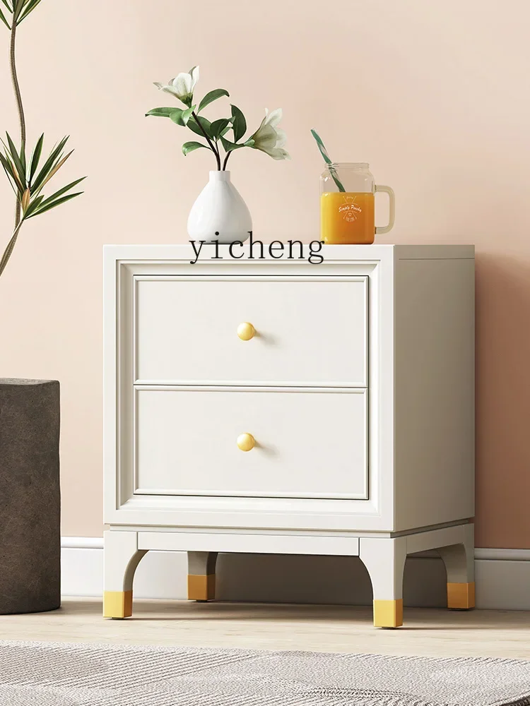 ZXl خزانة بجانب السرير من الخشب الصلب الفاخر لغرفة النوم، خزانة تخزين صغيرة حديثة