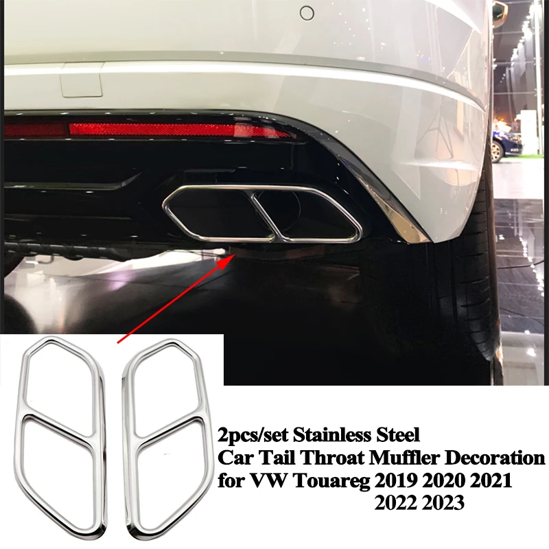 2pcs/set Rear Car Exhaust Tail Throat Muffler Decoration Cover Accessories for VW Volkswagen Touareg 2019 2020 2021 2022 2023