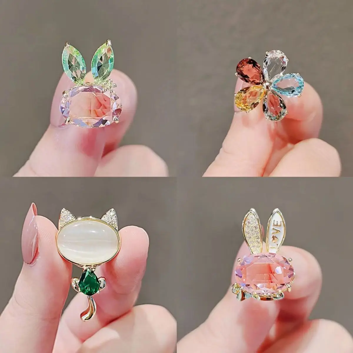 SKEDS Trendy Shiny Rhinestone Rabbit Small Size Brooch Pin Badges For Women Lady Clothing Coat Party Accessories Brooches Gift