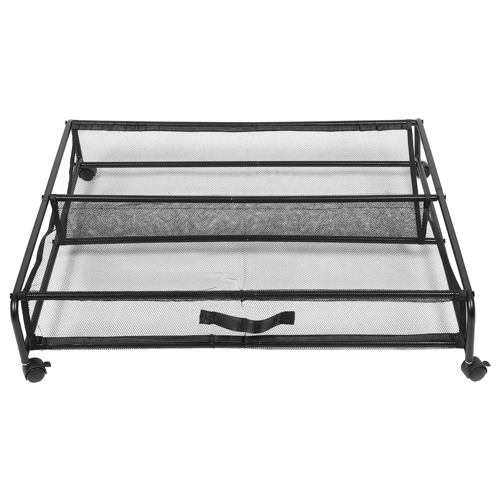

Under Bed Storage Box Silver Rack Wheels Holder Shoes Clothes Multifunctional Iron Mesh Design Easy Installation Spacesaving