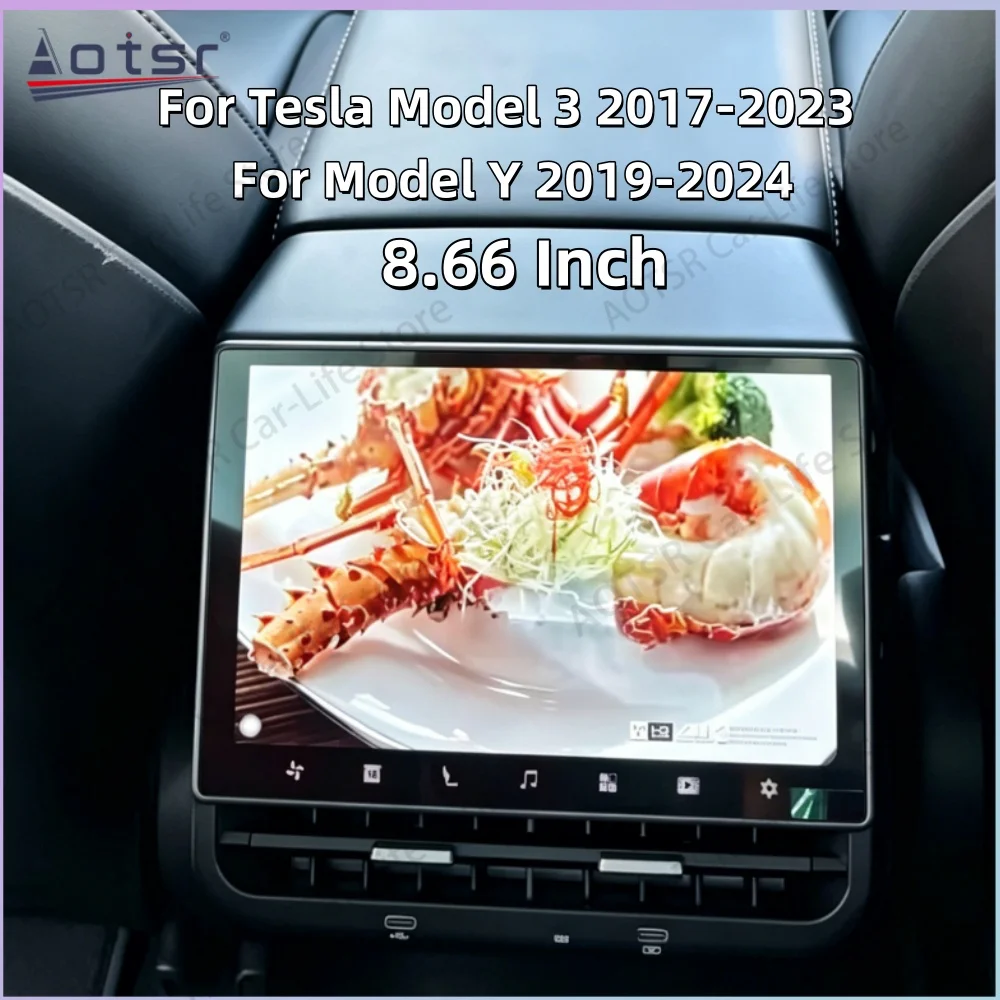 8.66 Inch 4G/WIFI Rear Display HD Screen For Tesla Model 3 2017~2023 For Model Y 2019~2024 Rear Entertainment Display Support
