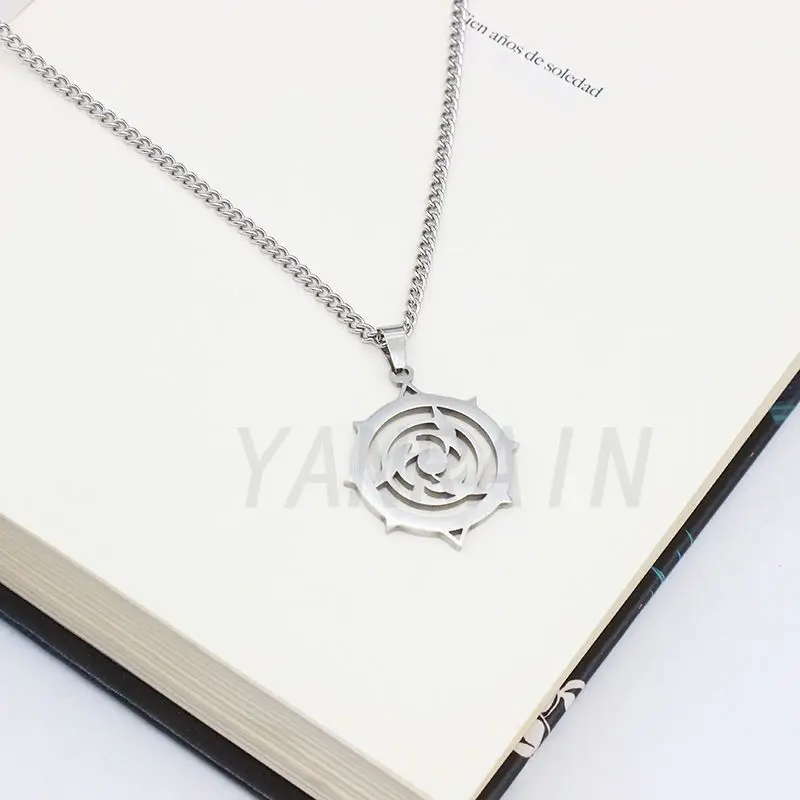 Game Impact Fatui Harbingers Scaramouche Theme Cosplay Titanium Steel Necklace Pendant Metal Choker 60cm Chain Accessories