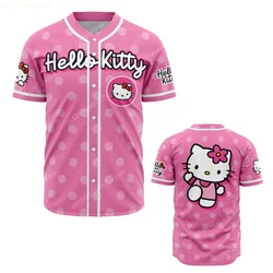 Sanrio Hello Kitty Baseball Jersey Girls Kids WoMen Shirt T Shirt Costume Taining Uniform Cosplay Cartoon Hawaiian