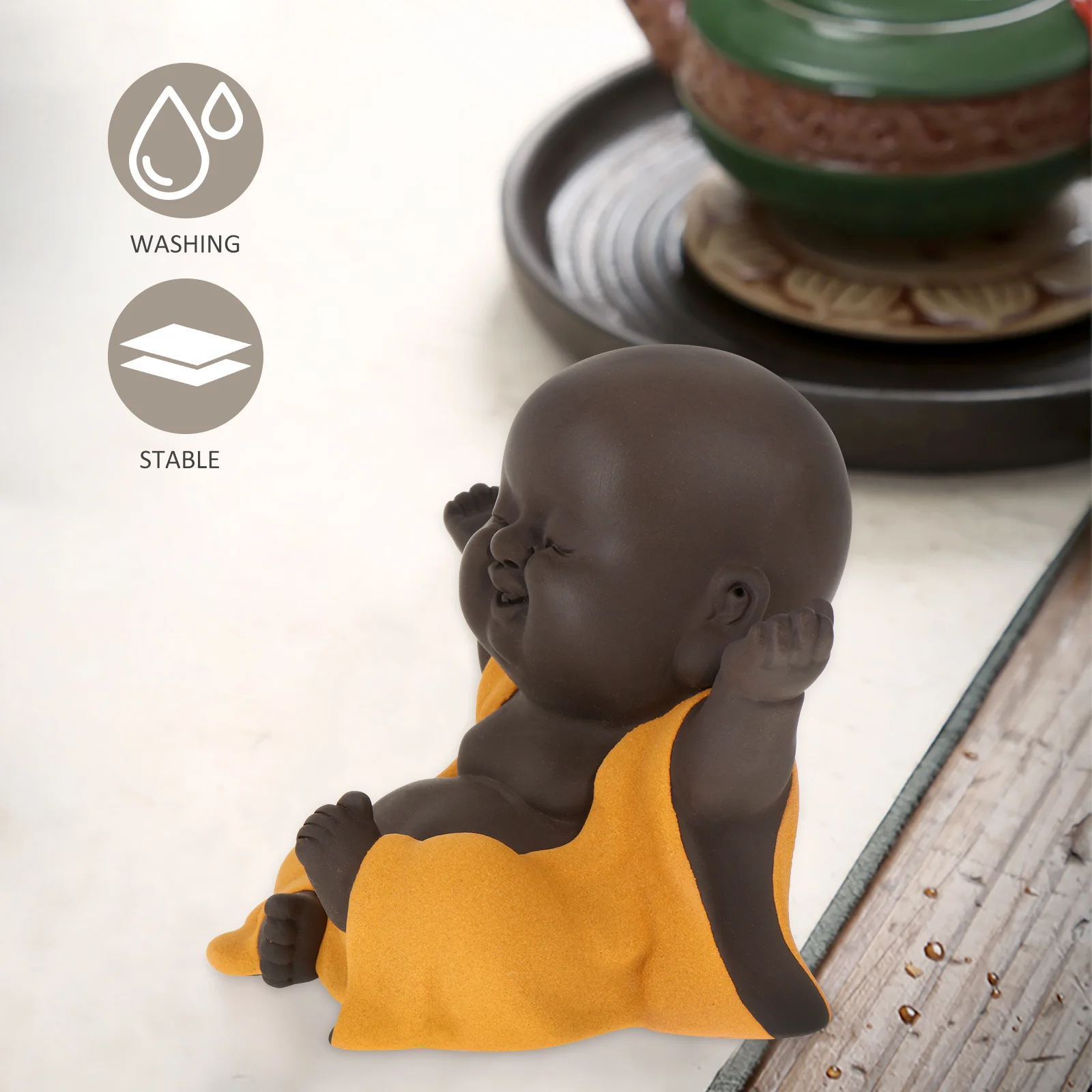 

1Pcs Premium Purple Clay Laughing Buddha Ornaments Home Office Tea Pet Decorative Gift Laughing Pet