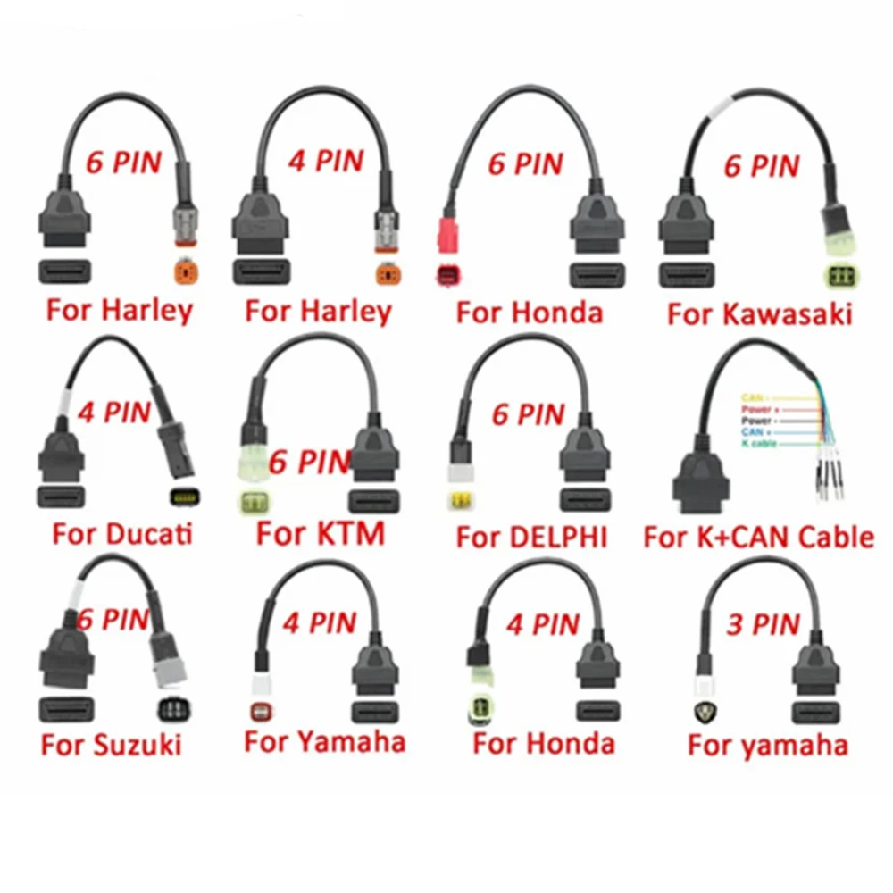 ل KTM obd2 موصل لياماها لهوندا موتو لسوزوكي ل Ducati دراجة نارية Motobike obd 2 تمديد كابل لكاواساكي