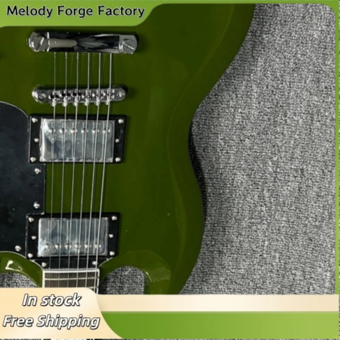 Army Green SGSSS Electric Guitar Rosewood Fingerboard HH Pickup TOM Fixed Pickup Strong Explosive Force Metal Blues
