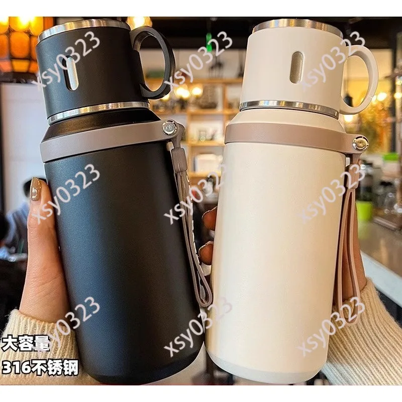 Large Capacity 316 Stainless Steel Vacuum Flask Stylish Lightweight Thermal Cup Daily Drinkware