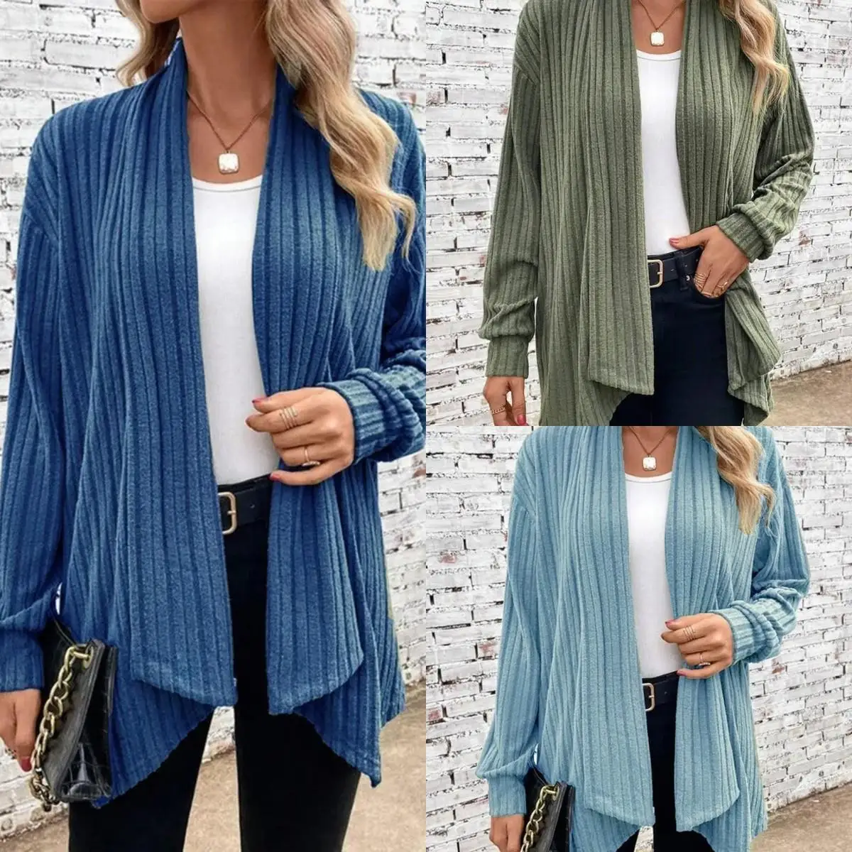 

Женский длинный открытый кардиган Sve Jaet из полиэстера и волокна, цветная вязаная верхняя одежда Faionable And Ele