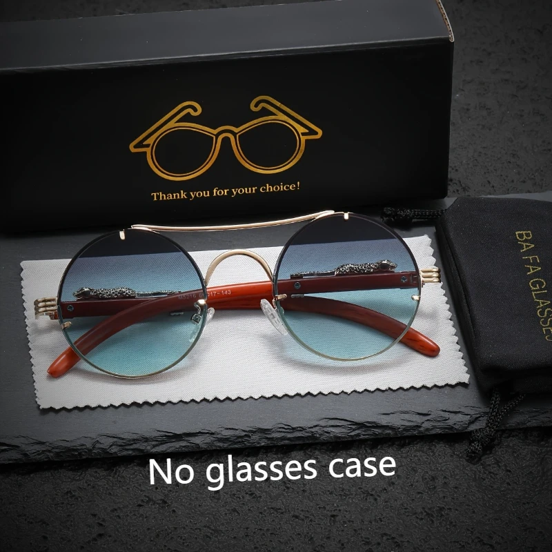 Unisex Retro Runde Gläser Metallgestell Leoparden-Imitation Holzmaserung Bügel-Design Modische und Trendige Dekorative Brille