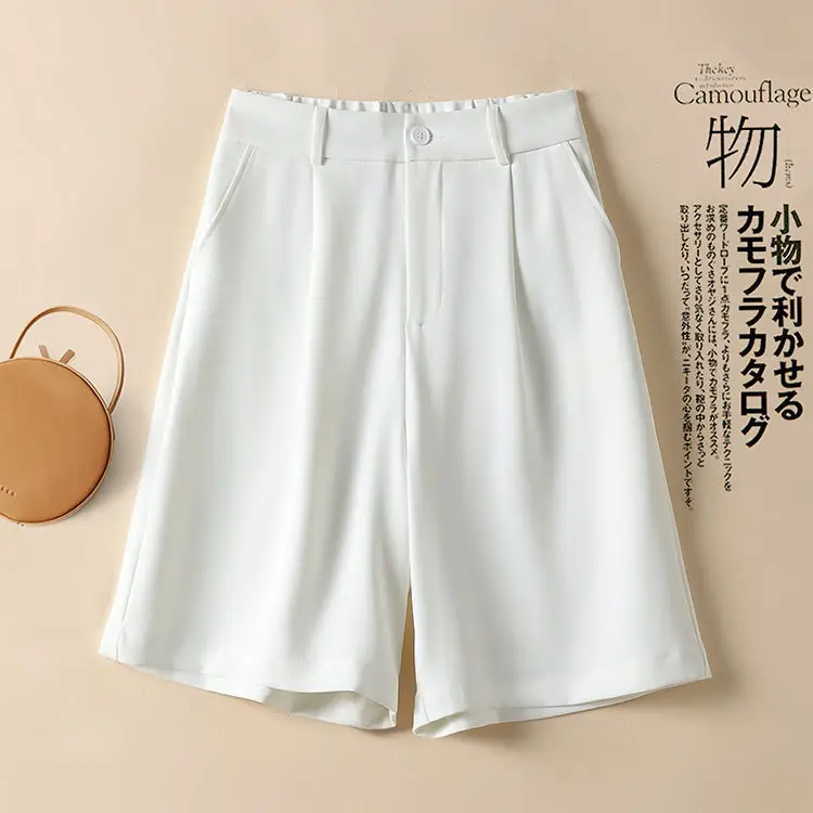 2023 Summer New Women's Clothing Loose High Waist Casual Sagging Sensation Solid Color Wide Leg Trend Fashion Commute Shorts