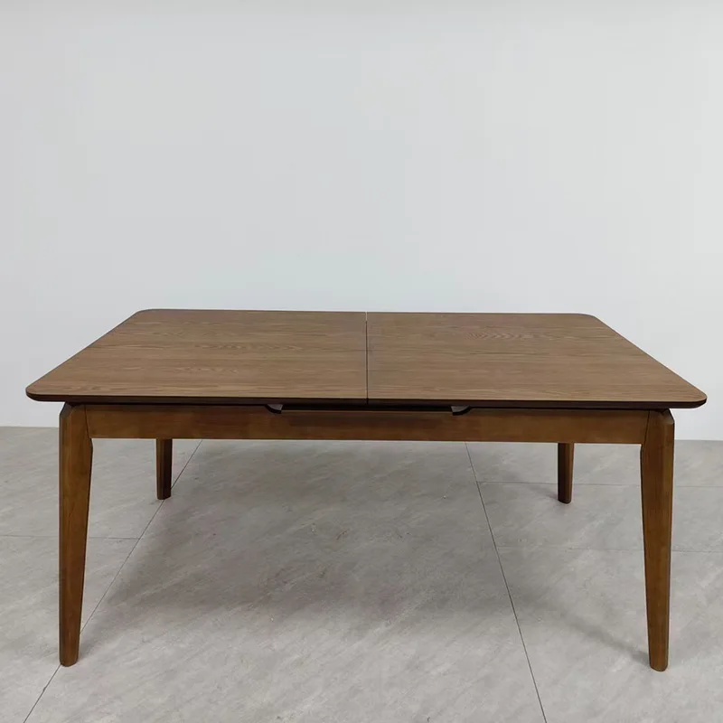 Solid wood stretchable rock slab dining table, small apartment variable round table folding