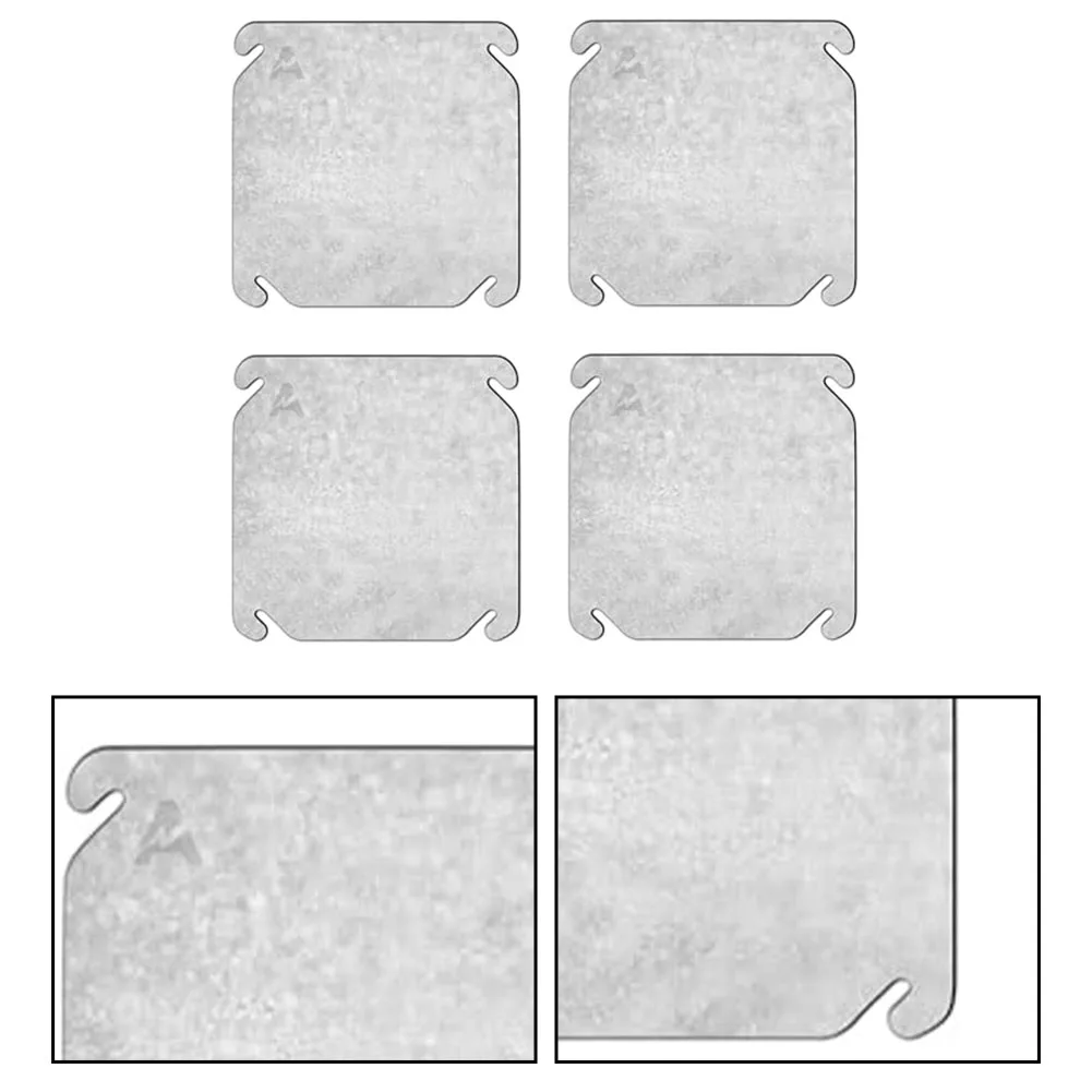 For 4x4 Inch Flat Metal Electrical Box Cover Galvanized Steel Junction Box Plate With Mounting Slots For Square Gang For Blank