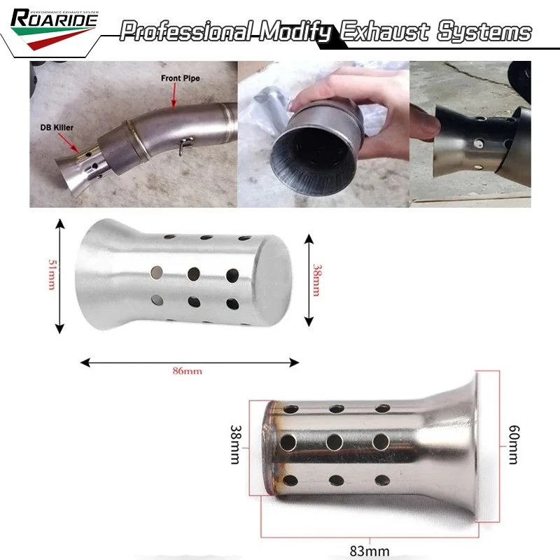51mm/60mm Abnehmbarer DB-Killer Universeller Motorrad-Schalldämpfer DB-Killer Auspuffrohr Einstellbare Schalldämpferklappe zum Aufstecken