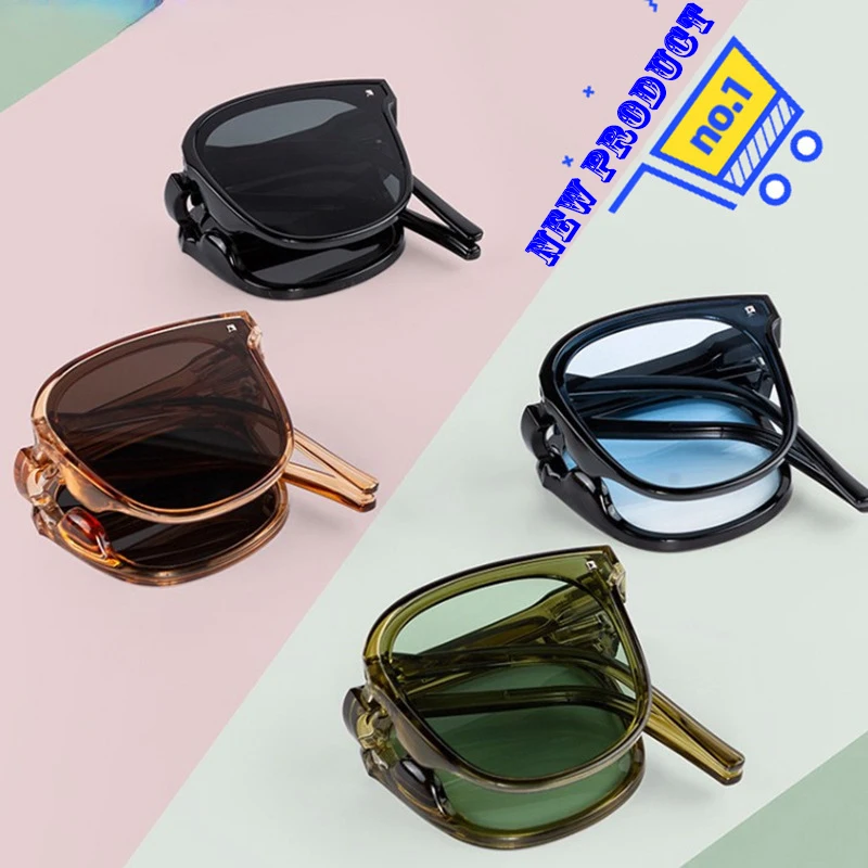 New Fashionable Women's Compact and Versatile Folding UV Resistant Men's Popular Handsome Sunglasses Couple's Holiday Gift