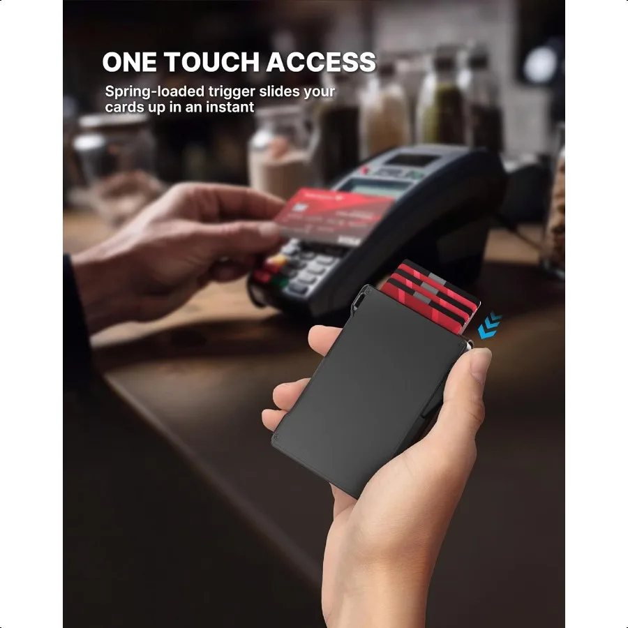 typecase Tactical Wallet for Men Card Holder: Pop Up Card Case Genuine Leather Smart RFID Blocking Slim Minimalist Thin Front P