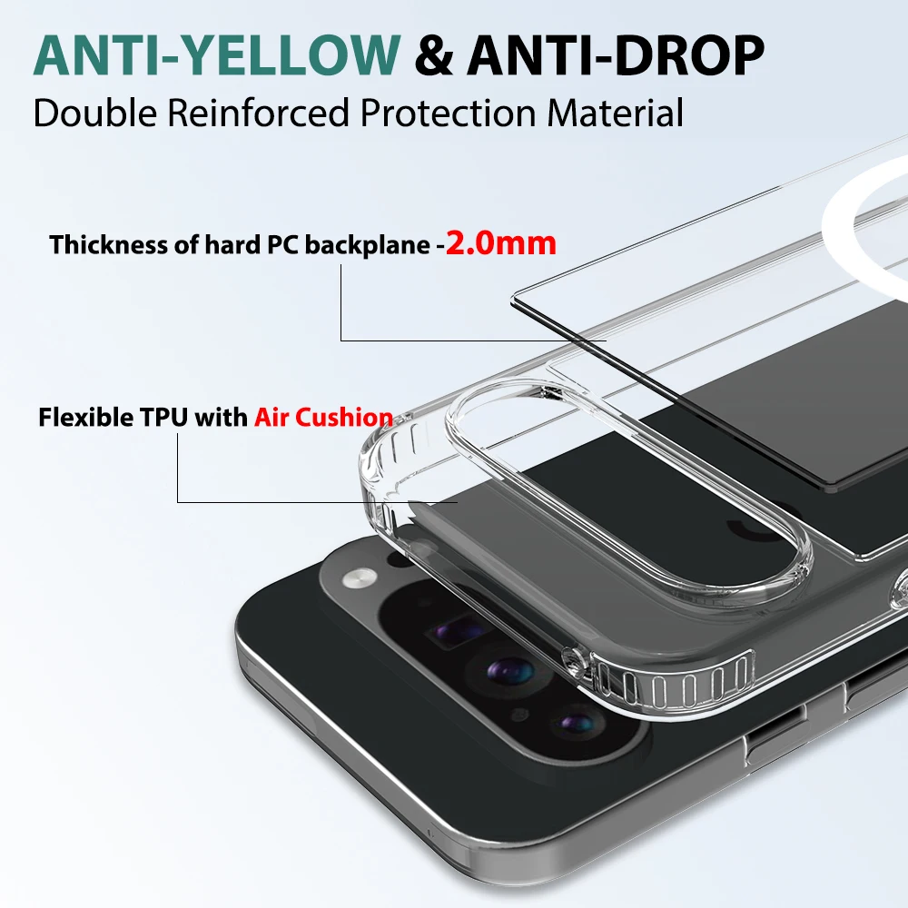 HD Transparent Strong Magnetic Wireless Charging Phone Case for Google Pixel 10 9Pro XL 9A TPU Clear Shockproof Protection Cover