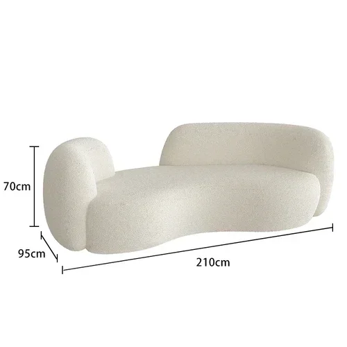 Nordic Small Apartment Living Room Fabric Craft Light Luxury Rest Area Reception Lambswool Curved Sofa