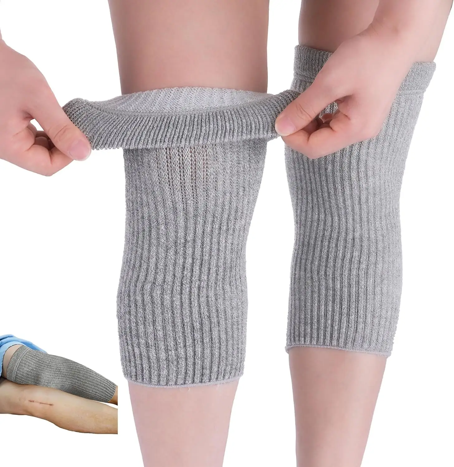 

Elastic Cotton Knee Warmers, Knee Sleeves for Men and Women - Circulation Support and Joint Pain Relief,Arthritis Aid, One Pair.
