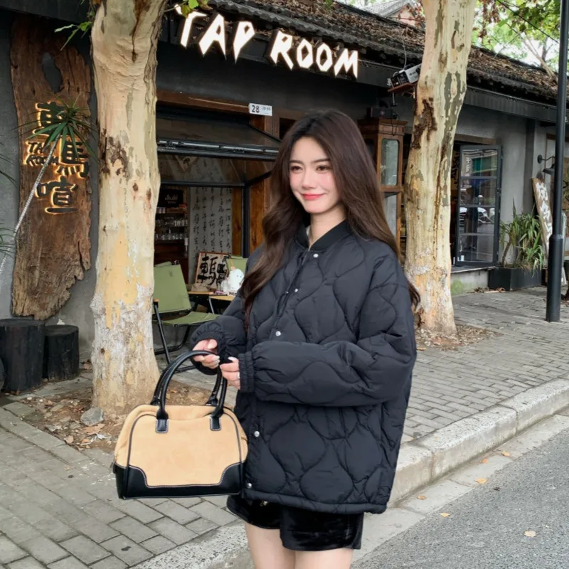 Women Winter Quilted Puffer Coat Loose Lazy Style Solid Color Padded Jacket Lady Casual Loose Fit Warm Outerwear for Ladies