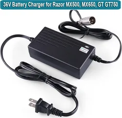36V 2A Battery Charger for Razor MX500, MX650, GT GT750, IZIP I600, I1000, Mongoose M750, X-Treme X-600, Schwinn S600 ST1000