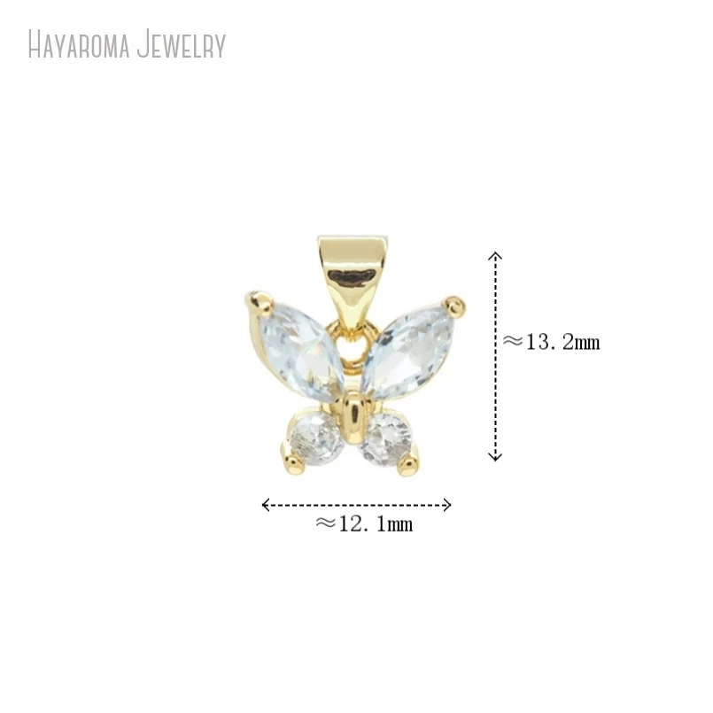 

5Pcs Jewelry Gold Color Copper Invisible Setting Insect Butterfly Pendant Metal Cubic Zirconia Wholesale Charms