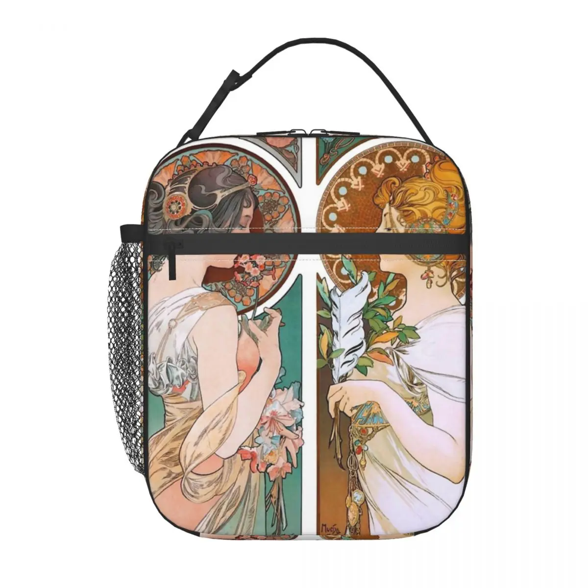 Sleutelbloem En Veer 1899 Alphonse Mucha Accessoires Geïsoleerde Lunchtas Voor Buiten Food Box Herbruikbare Thermische Koeler Bento Box