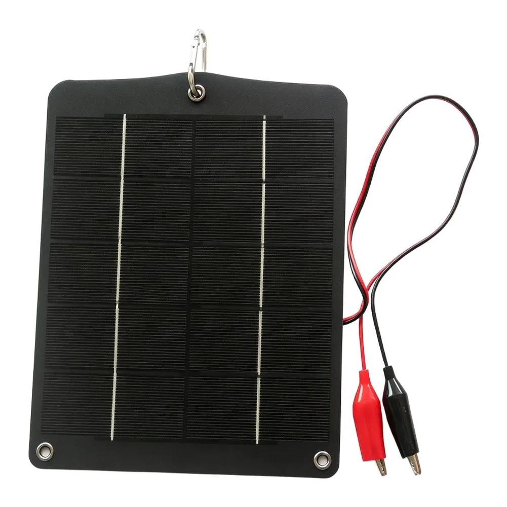 6W 5V Monocrystalline Solar Panel With Clips For 3.7V To 5V Toys Pumps Lights Small Electronic Devices Charging System