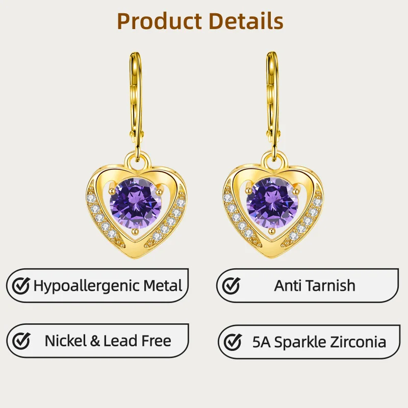 

Ювелирные изделия LAMVOICE для женщин/серьги с 2-каратным цирконием, гипоаллергенные серьги-крючки, рождественский подарок для ювелирных изделий высокого качества