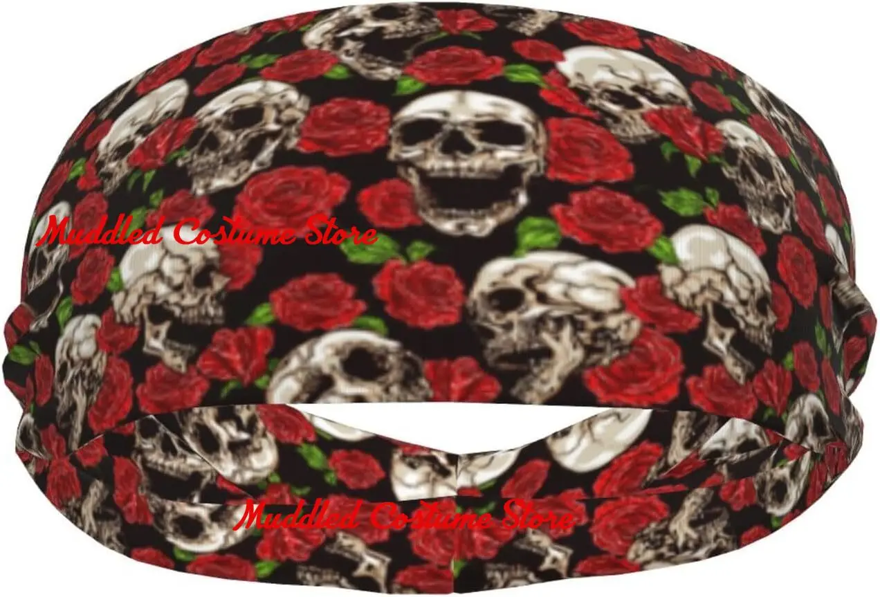 

Спортивные повязки на голову с цветком черепа для женщин и мужчин, впитывающие пот повязки на голову, подходят для бега, йоги, фитнеса, футбола