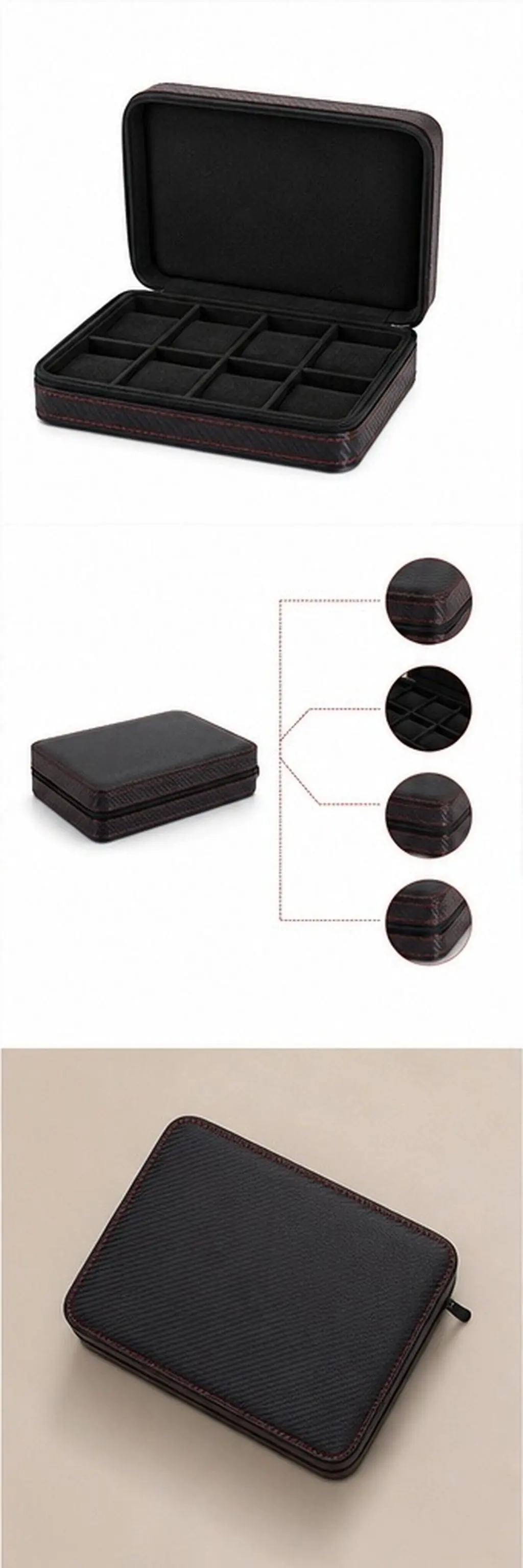 1Pcs Watch Storage Box 8 Compartment Fashionable Color Match Scratch Resistant Holder for Collection Accessories Display Watch