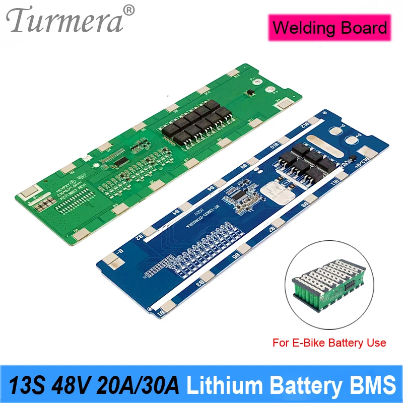 

Turmera 13S 48V 20A 30A BMS Lithium Battery Protection Board Spot Welding Directly Use in 52V Electric Bike or E-scooter Battery