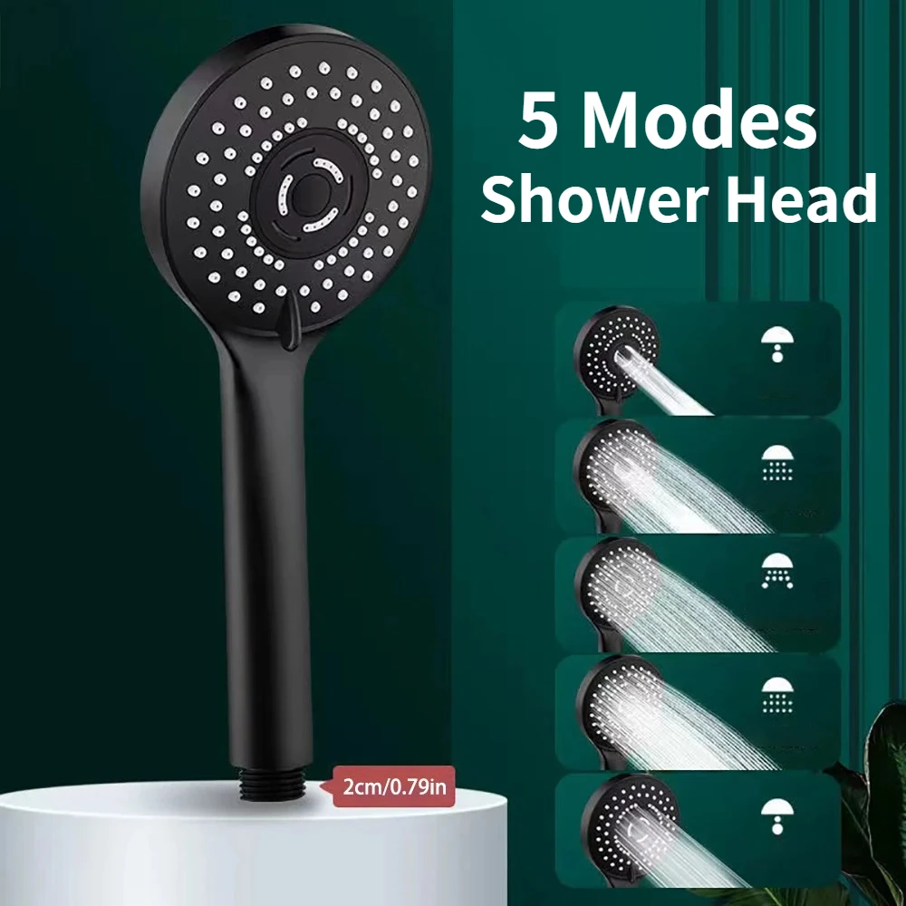 

5 Modes High Pressure Shower Head Handheld Large Water Shower Nozzle Water Saving Massage Shower Head Bathroom Accessories