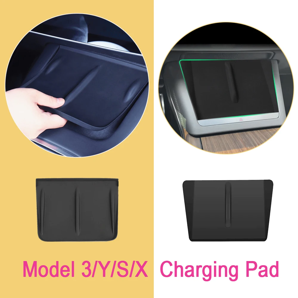 Wireless Charging Pad For Tesla Model 3/Y/S/X 2024 2023 2022 Center Console Charger Mat Accessories Phone Mount Silicone Cover