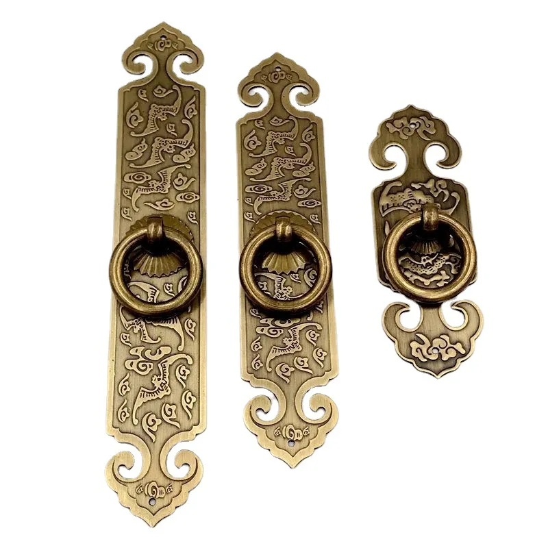 

2 Pieces of Chinese Antique Furniture, Brass Surface Mounted Bookcase, Wardrobe, Cabinet Handle, Cabinet Door Hardware Handle