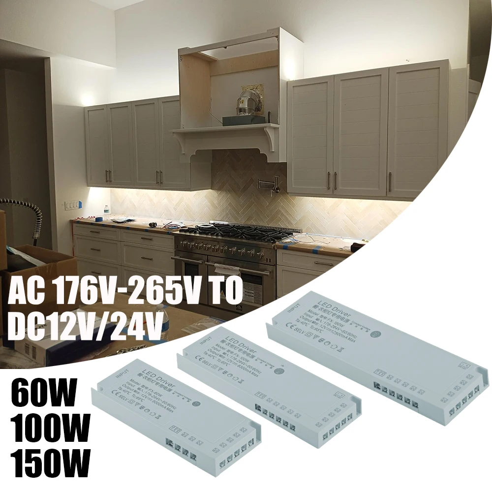 Transformador de viaje de luz LED para armario, unidad de voltaje constante, CA 176V-265V a CC 12v 24V 100W, Sensor de movimiento para armario