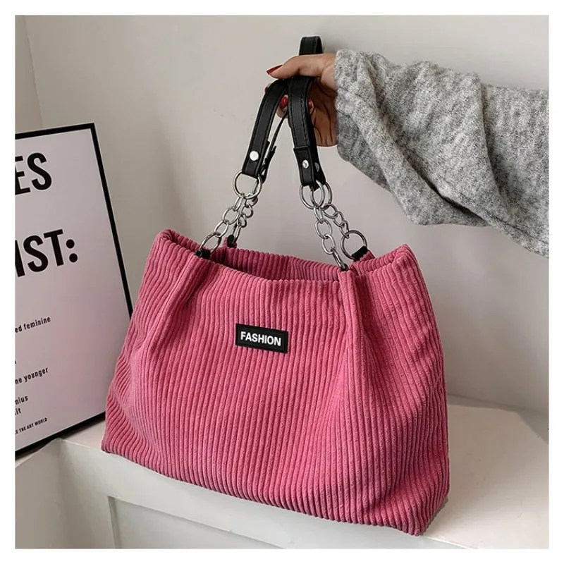 

Fashion Large Capacity Corduroy High Quality Shoulder Bags 2024 Autumn New Casual Versatile Texture Commuting Handbags