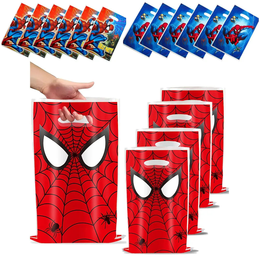 Spiderman Birthday Party Gift Bags Spider Theme Candy Bag Child Party Loot Bag for Kids Boy Birthday Party Favors Supplies Decor