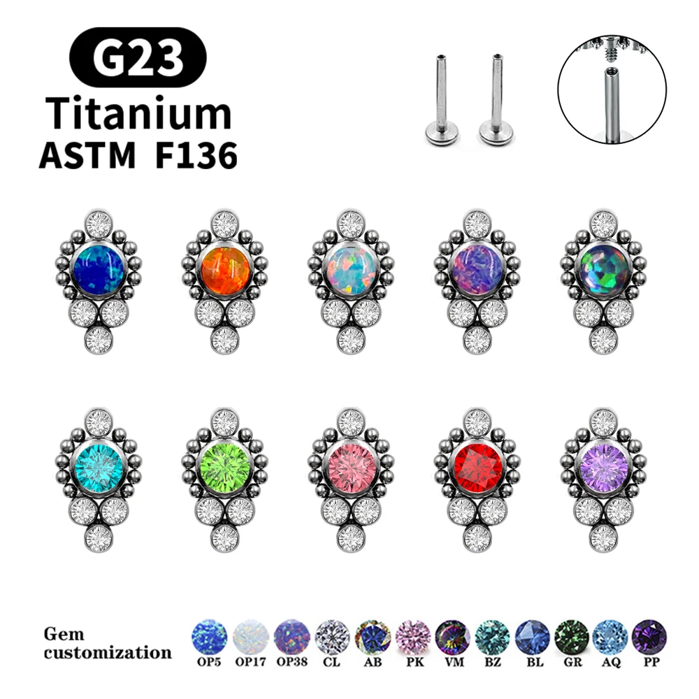 2021 New Custom  Ear Studs 16G ASTM F136 Titanium Labret Lip Studs Spiral Cartilage Ear Protection Piercing Body Jewelry