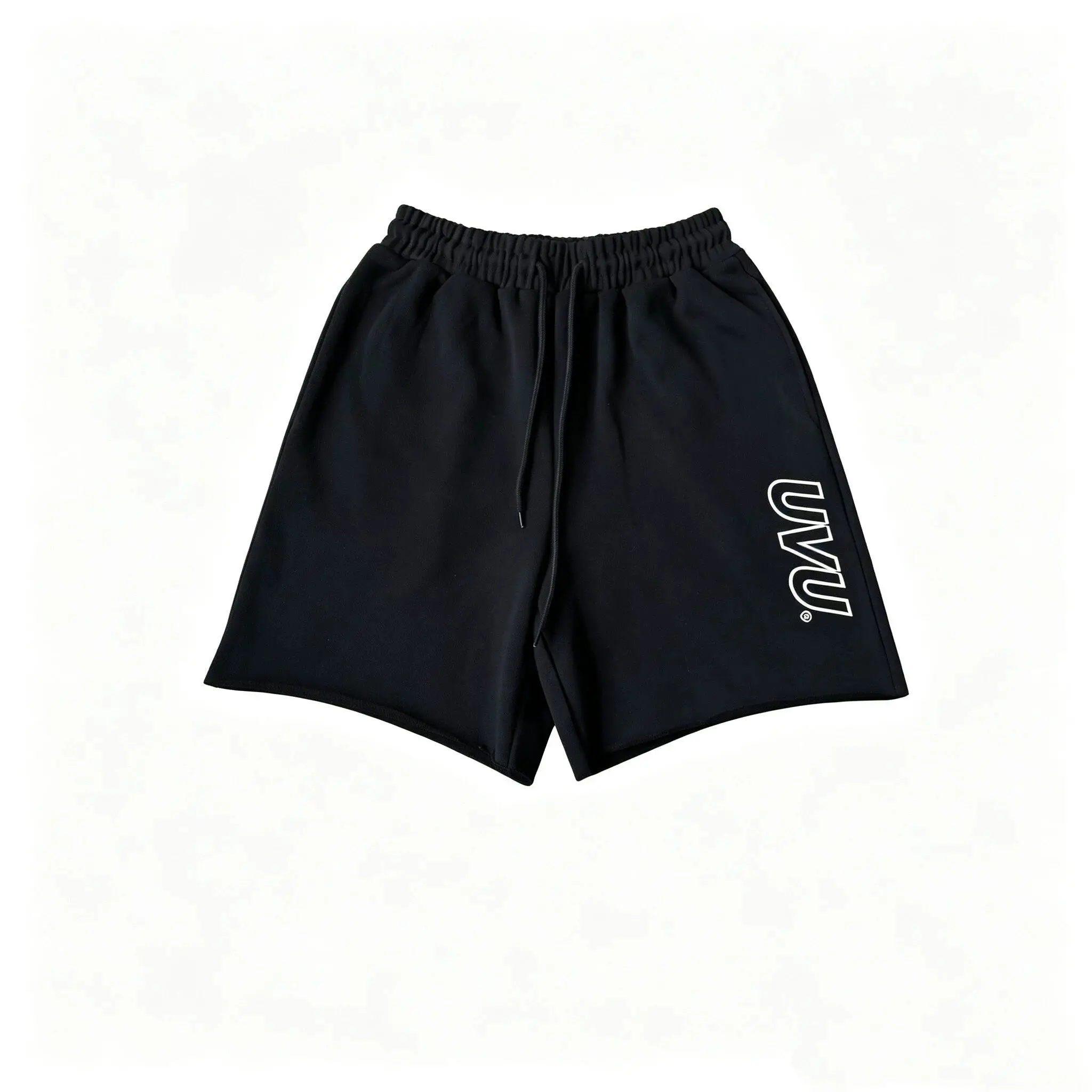 UVU Sports Fitness Straight Loose Drawstring Cotton Terry Edge Printed Casual Shorts