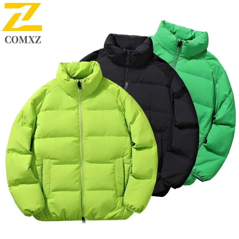 COMXZ Minimalist Quilted Jacket Lightweight Stand Collar Thickened Cold Proof Work Down Jacket High Quality Men's Winter Jacket