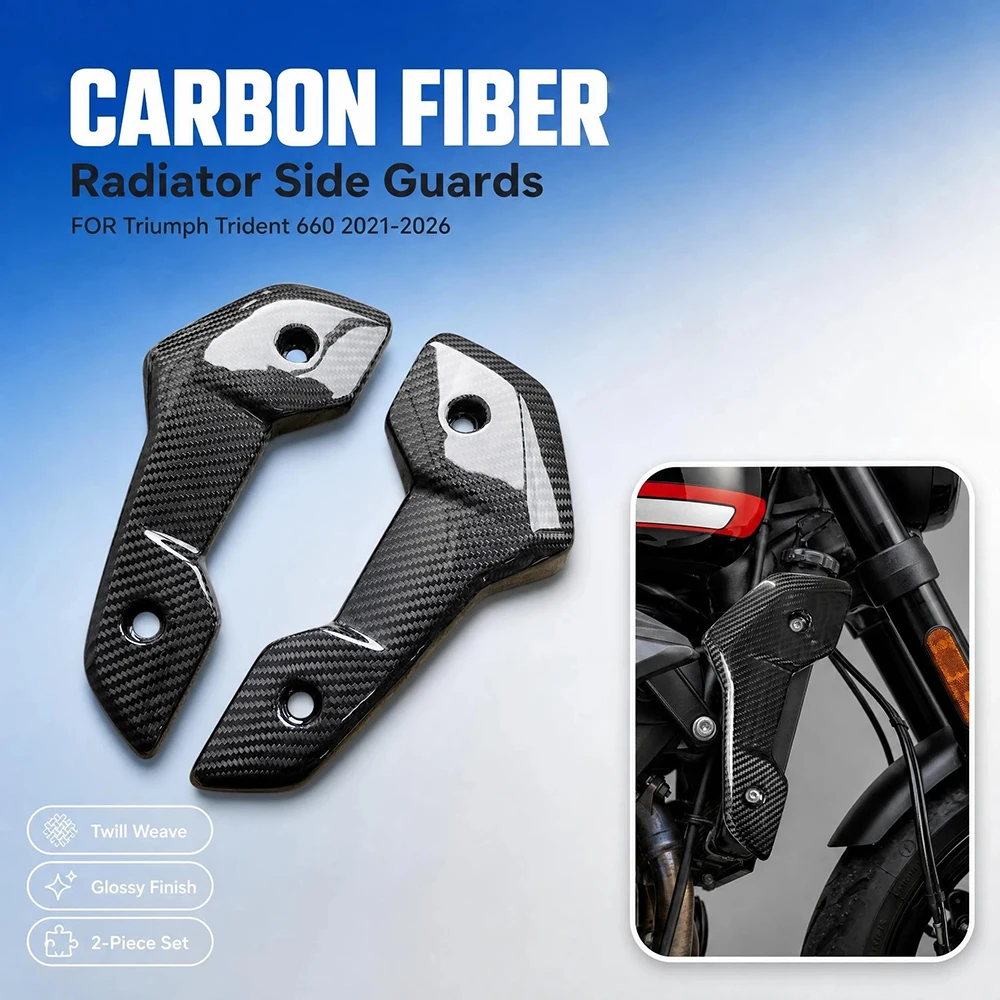 For Triumph Trident 660 2021-2026 Carbon Fiber Motorcycle Radiator Side Guard Cover Protector Accessories