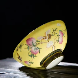 Chinese Ramen Bowl Jingdezhen Ceramic Porcelain Rice Bowl Home Dinnerware Auspicious Peach Soup Container Decoration Bowls Gift