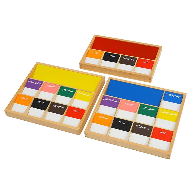 Adena  Montessori Educational Toys Language Learning Material Grammar Boxes Elementary Teaching Aids set of 8 Wooden Equipment