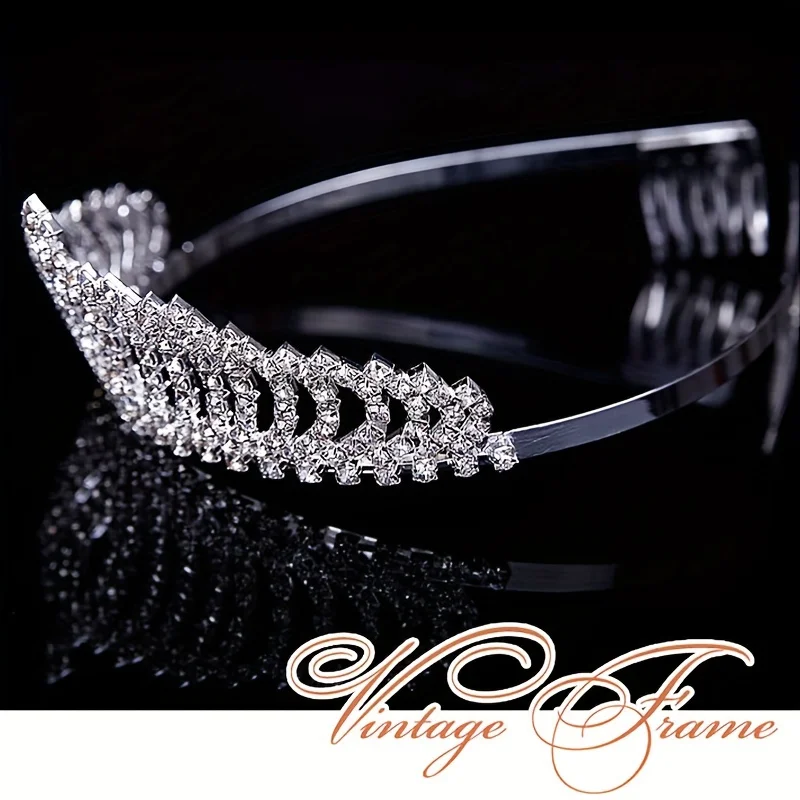 1Pc Royal Princess Headband, Full Rhinestone Crown with Comb, Bridal Wedding Birthday Banquet Hair Accessories, Stylish Princess Style, 4.92x1.77 inches, Ladies Special Occasion Jewelry Accessories Weddings and Birthday Celebrations view 2