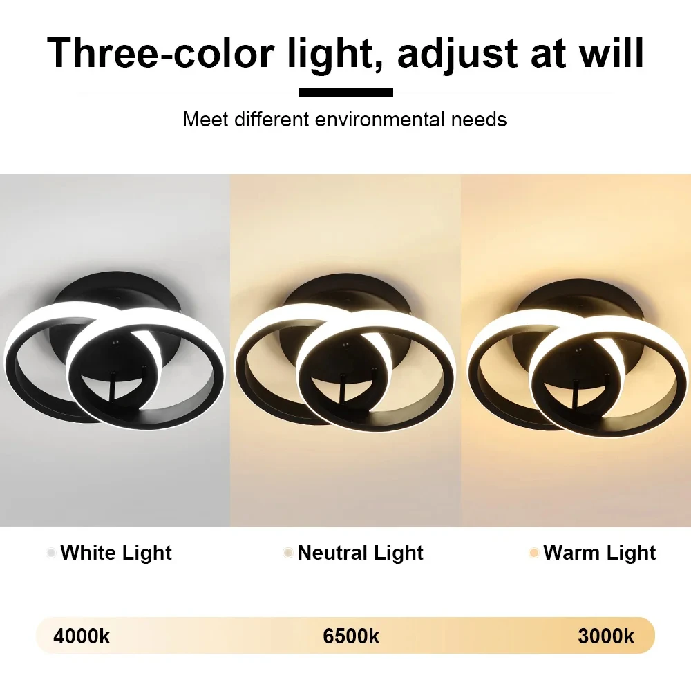 ไฟ LED โคมไฟติดเพดานทางเดินระเบียงไฟติดเพดานโคมระย้าในร่มสีดำสีขาวสำหรับตกแต่งห้องนอนห้องนั่งเล่นทางเดิน110-220V